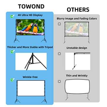 Towond 100 inch Outdoor Projector Screen - Portable Stand for Home and Events