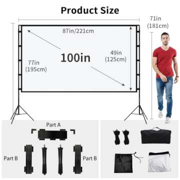 Towond 100 inch Projector Screen for Indoor and Outdoor Use