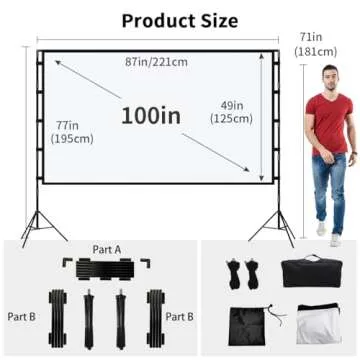 Towond 100 inch Projector Screen for Indoor and Outdoor Use