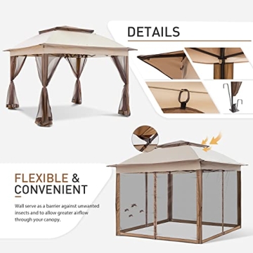 COOS BAY 11x11 Pop Up Gazebo Tent with Mosquito Netting