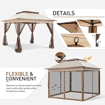 COOS BAY 11x11 Pop Up Gazebo Tent with Mosquito Netting