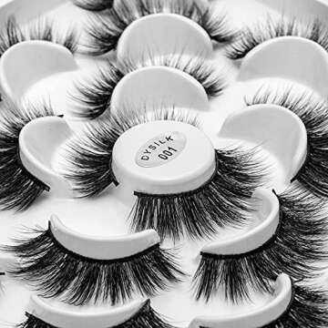 DYSILK False Eyelashes Wispy Lashes - Mink Lashes Fluffy 10 Pairs 6D Faux Lashes Pack 18mm Lashes Wi...