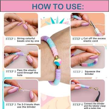 XMZCOLA Clay Beads Bracelet Making Kit, 144 Colors Flat Polymer Friendship Spacer Heishi Beads for J...