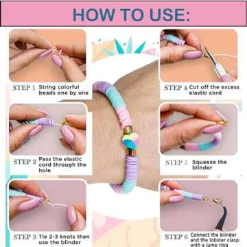 XMZCOLA Clay Beads Bracelet Making Kit, 144 Colors Flat Polymer Friendship Spacer Heishi Beads for J...