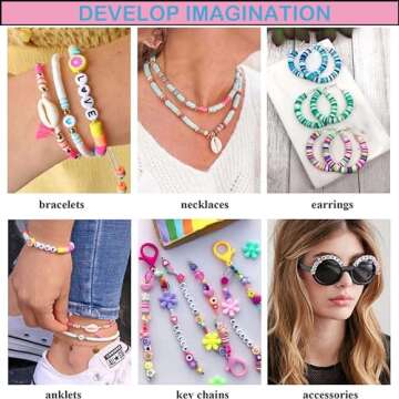 XMZCOLA Clay Beads Bracelet Making Kit, 144 Colors Flat Polymer Friendship Spacer Heishi Beads for Jewelry Making with Letter Beads and Elastic Strings, 2025 Crafts Christmas Gift (144 Colors)