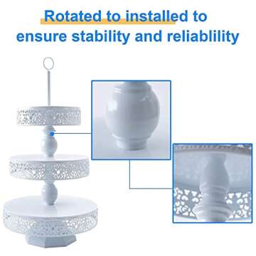 weharnar White Cupcake Stand - Tiered Dessert Table Display Set 3 Tier Metal White Serving Tray Round Cake Stand Holder for Wedding Tea Party Baby Shower Birthday Christmas Decor