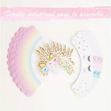 Unicorn Cupcake Toppers and Wrappers for Girl Parties