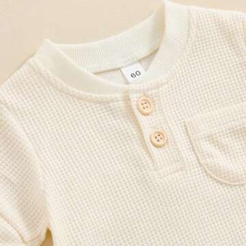 Kuriozud Baby Neutral Waffle Short Sleeve Romper for Infants