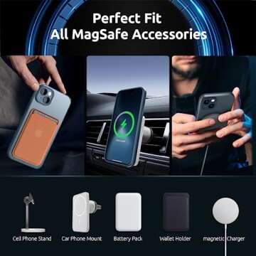 SURPHY Designed for iPhone 14 Plus Case Compatible with MagSafe (6.7 inch, 2022), with Screen Protector & Camera Protector Translucent Matte Phone Case (Blue)