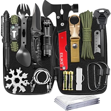 EILIKS Survival Gear, Survival Kit and Equipment 19 in 1, Gifts for Men Dad Husband Women Him Valent...