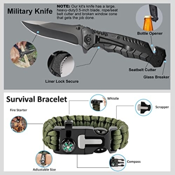 EILIKS 19-in-1 Survival Kit for Men and Women Adventure