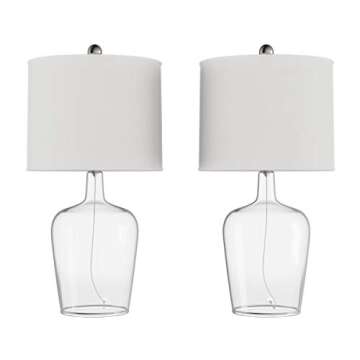 Lavish Home Table Lamps – Set of 2 Cloche Style Modern Farmhouse Lighting for Living Room, Bedroom...