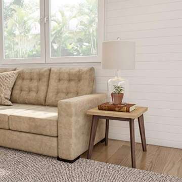 Lavish Home Table Lamps – Set of 2 Cloche Style Modern Farmhouse Lighting for Living Room, Bedroom or Office – Energy Efficient LED, 14” L x 14” W x 26” H, Ivory & Clear Glass