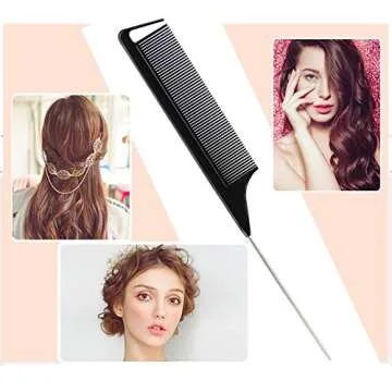 3Pcs Rat Tail Combs,Barber Styling Combs for Women,Anti Static Heat Resistant Hairdressing Comb (Black)