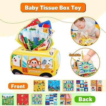 Weilim Montessori Toys for Babies 6 to 12 Months, Baby Toys Sensory Toys for Toddlers 1-3, Fine Motor Toys, Pull String Toy, Stacking Blocks Rings, Baby Tissue Box Toy 5 in 1 Infants Learning Toys