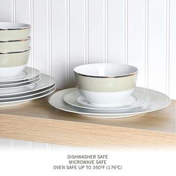 Martha Stewart Gracie Lane 12-Piece Porcelain Chip and Scratch Resistant Decorated Dinnerware Set - ...