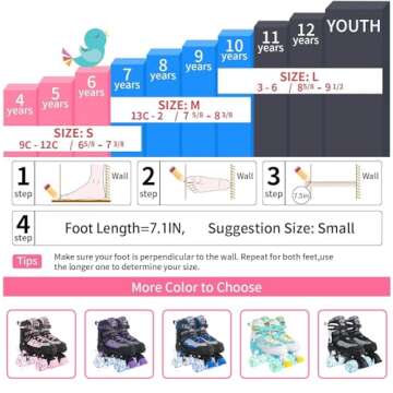 Kids Roller Skates for Boys, Black Adjustable Rollerskates with Light Up Wheels for Teens Youth Ages 6-12 10 11 12, Beginners Outdoor Sports, Best Birthday Gift for Kids