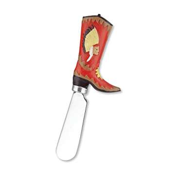Supreme Housewares Cheese and Butter Spreader Knives 4-Piece Hand Painted Resin Handle with Stainless Steel Blade Multipurpose Cheese Spreader set (Boots)