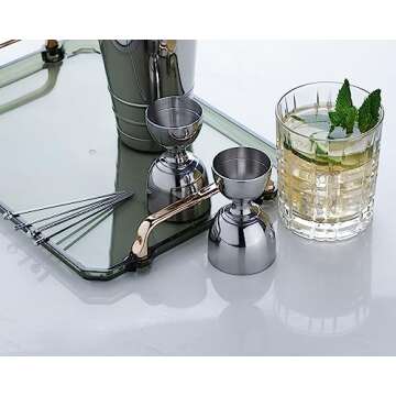 Derrison Bell Jigger Stainless Steel Bar Tool With 0.5oz, 1oz, 1.5oz and 2oz Measuring Marks, Mirror Polished Finish, One Jigger