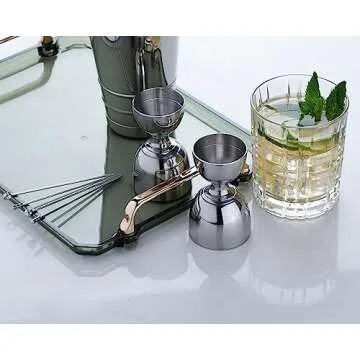 Derrison Bell Jigger Stainless Steel Bar Tool With 0.5oz, 1oz, 1.5oz and 2oz Measuring Marks, Mirror Polished Finish, One Jigger