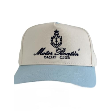 Motor Boatin' Yacht Club Trucker Hat | Baby Blue & Navy Snapback | Vintage Unisex Fit for Men & Wome...