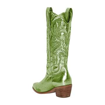 MissHeel Women Green Cowgirl Booties Perfect for Parties
