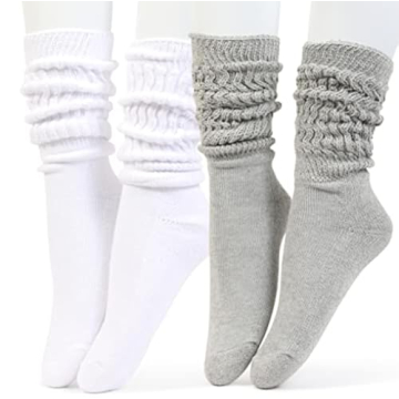 HOT FEET Women's Slouch Socks 2-Pack - Cozy Cotton Blend Scrunch Boot Socks, Long Slouchy Scrunchy C...