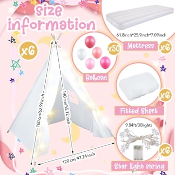 Lemosae Sleepover Teepee Tent Set for Kids' Parties
