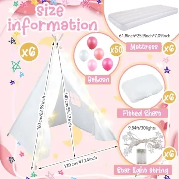 Lemosae Sleepover Teepee Tent Set for Kids' Parties