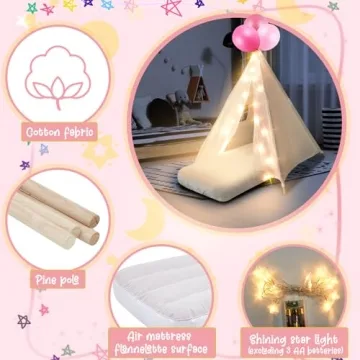 Lemosae Sleepover Teepee Tent Set for Kids' Parties