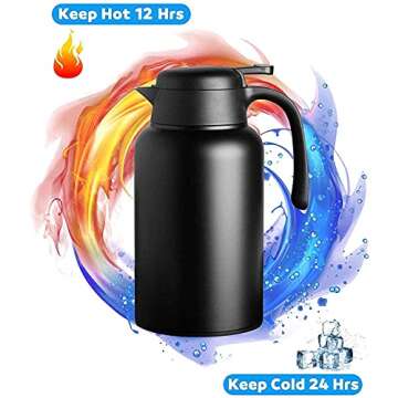 Luvan 68oz Coffee Carafe 18/10 Stainless Steel/Double Walled Vacuum Insulated Thermal Carafe with Pr...