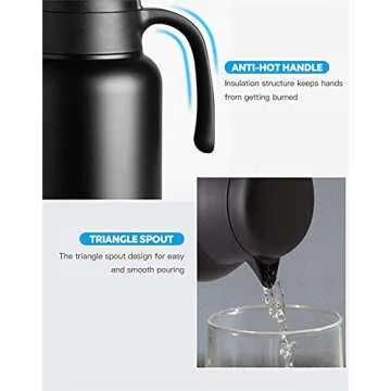 Luvan 68oz Coffee Carafe 18/10 Stainless Steel/Double Walled Vacuum Insulated Thermal Carafe with Press Button Top,12+ Hrs Heat&24+ Hrs Cold Retention,BPA Free,for Keeping Coffee,Tea,Beverage (Black)