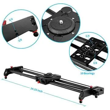 GVM Motorized Camera Slider, 31" Carbon Fiber Dolly Rail Camera Slider with Time-Lapse Photography, Tracking Shooting and 120 Degree Panoramic Shooting for Most Cameras, with Remote Controller