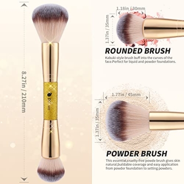 DUcare Double Ended Blush Bronzer Brush for Flawless Makeup