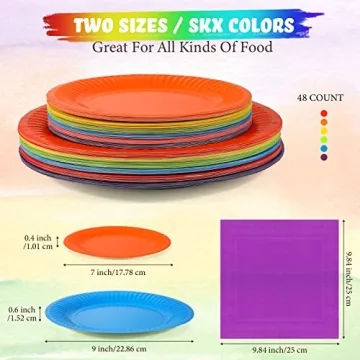 Rainbow Paper Plates and Napkins Set for Colorful Celebrations