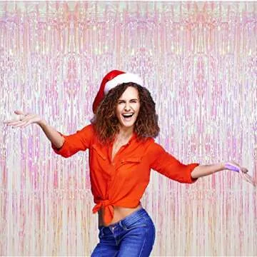 CCINEE 2pcs Metallic Foil Fringe Curtain Transparent Pink Backdrop Decorative Door Window Curtain for Birthday Party Baby Shower Wedding Decoration