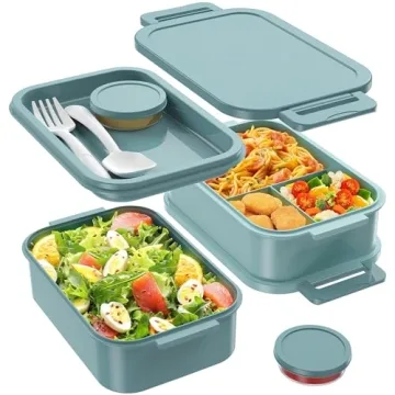 Jelife Bento Box Adult Lunch Box - 72oz Stackable Bento Lunch Box for Adults, 3 Layers All-in-One La...
