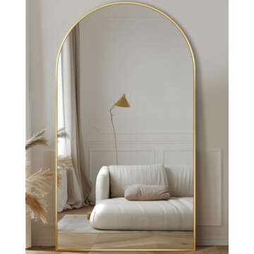 LadyNow Full Length Mirror, 78"x38" Oversized Arched Floor Mirror Freestanding, Full Body Mirror Flo...