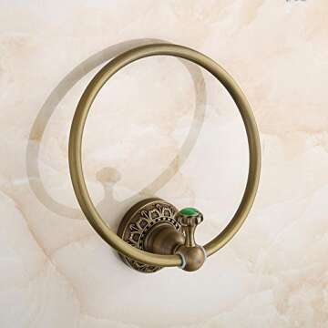 Beelee Wall Mounted Towel Ring/Towel Holder,Solid Brass Construction, Antique Bronze Finish,Bathroom Accessories