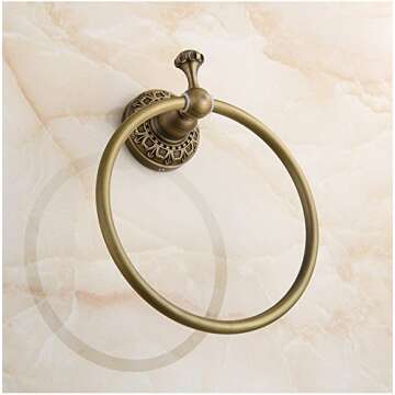 Beelee Wall Mounted Towel Ring/Towel Holder,Solid Brass Construction, Antique Bronze Finish,Bathroom Accessories