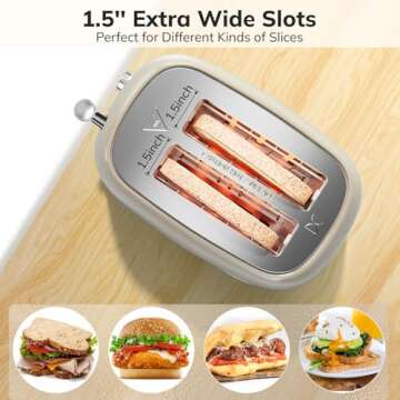2 Slice Stainless Steel Toaster Retro for Perfect Toast