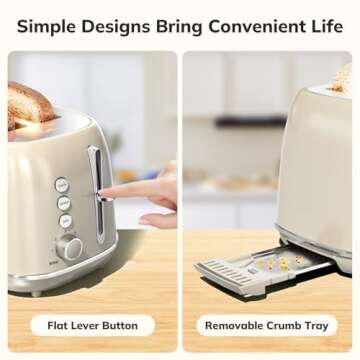2 Slice Stainless Steel Toaster Retro for Perfect Toast