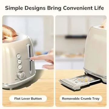 2 Slice Stainless Steel Toaster Retro for Perfect Toast
