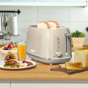 2 Slice Stainless Steel Toaster Retro for Perfect Toast