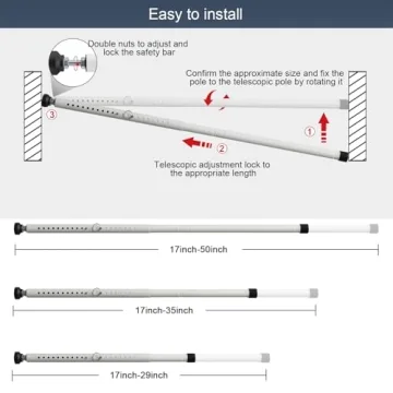 DIIG Adjustable Sliding Door Security Bar 17.7-50.5