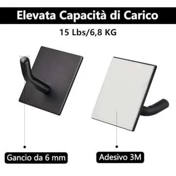 FOMANSH Heavy Duty Adhesive Hooks, Stick on Wall Adhesive Hangers, Strong Stainless Steel Holder, Self Adhesive Hooks for Kitchen Bathroom Home Door Towel Coat Key Robe 4 Packs Black