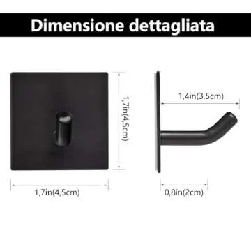 FOMANSH Heavy Duty Adhesive Hooks, Stick on Wall Adhesive Hangers, Strong Stainless Steel Holder, Self Adhesive Hooks for Kitchen Bathroom Home Door Towel Coat Key Robe 4 Packs Black