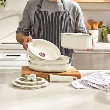 T-fal Ingenio Essentials Cookware Set with Detachable Handle 11 Piece Granite Titanium Non Stick Ind...