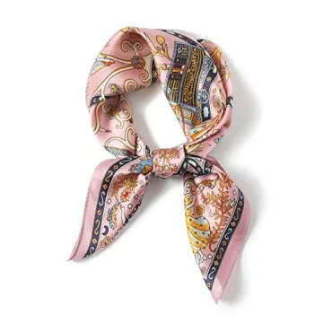FEIBOON 100% Pure Mulberry Silk Scarf - Luxurious 27" Pink Neckerchief for Women