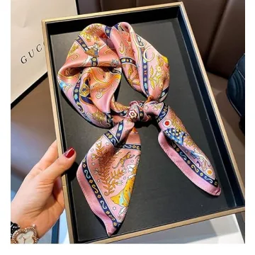Pure Mulberry Silk Scarf - Stylish 27" Pink Neckerchief